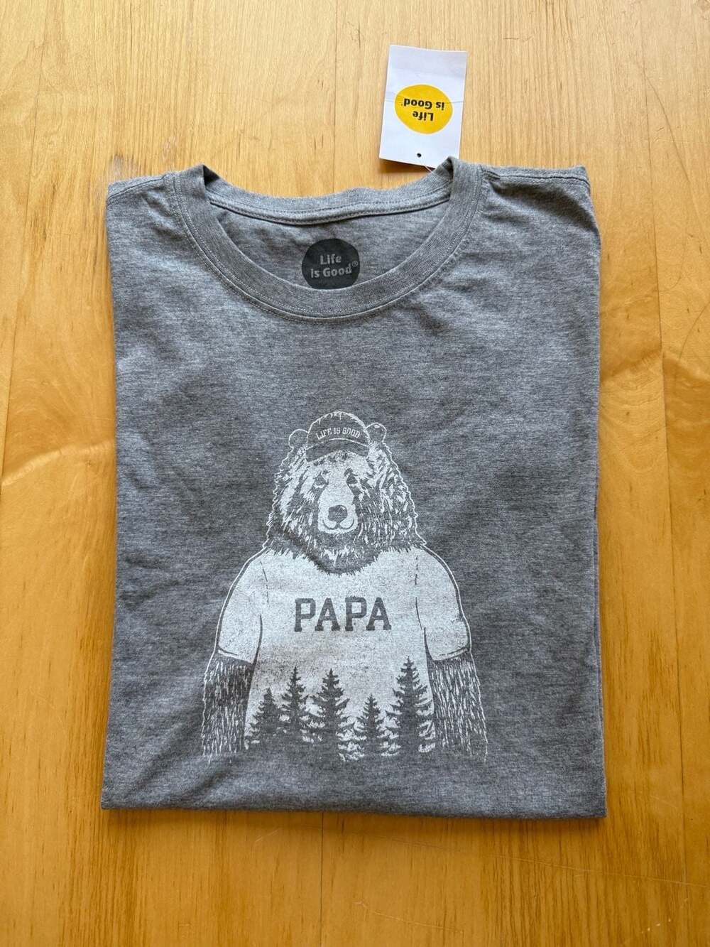 Life is Good Papa Bear Crusher Tee Size XL Gray Short Sleeve T-Shirt